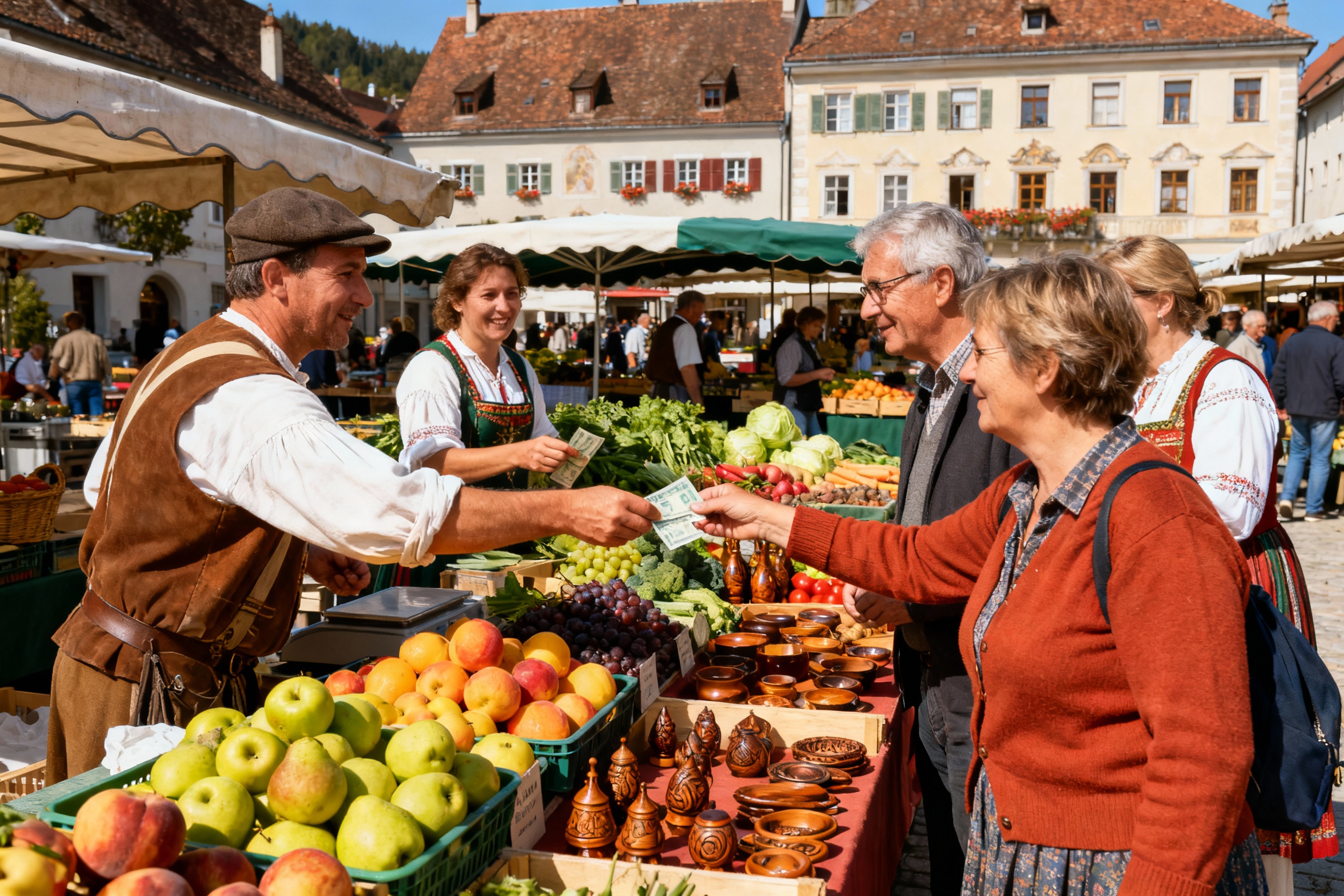 Mercado tradicional con pagos en efectivo