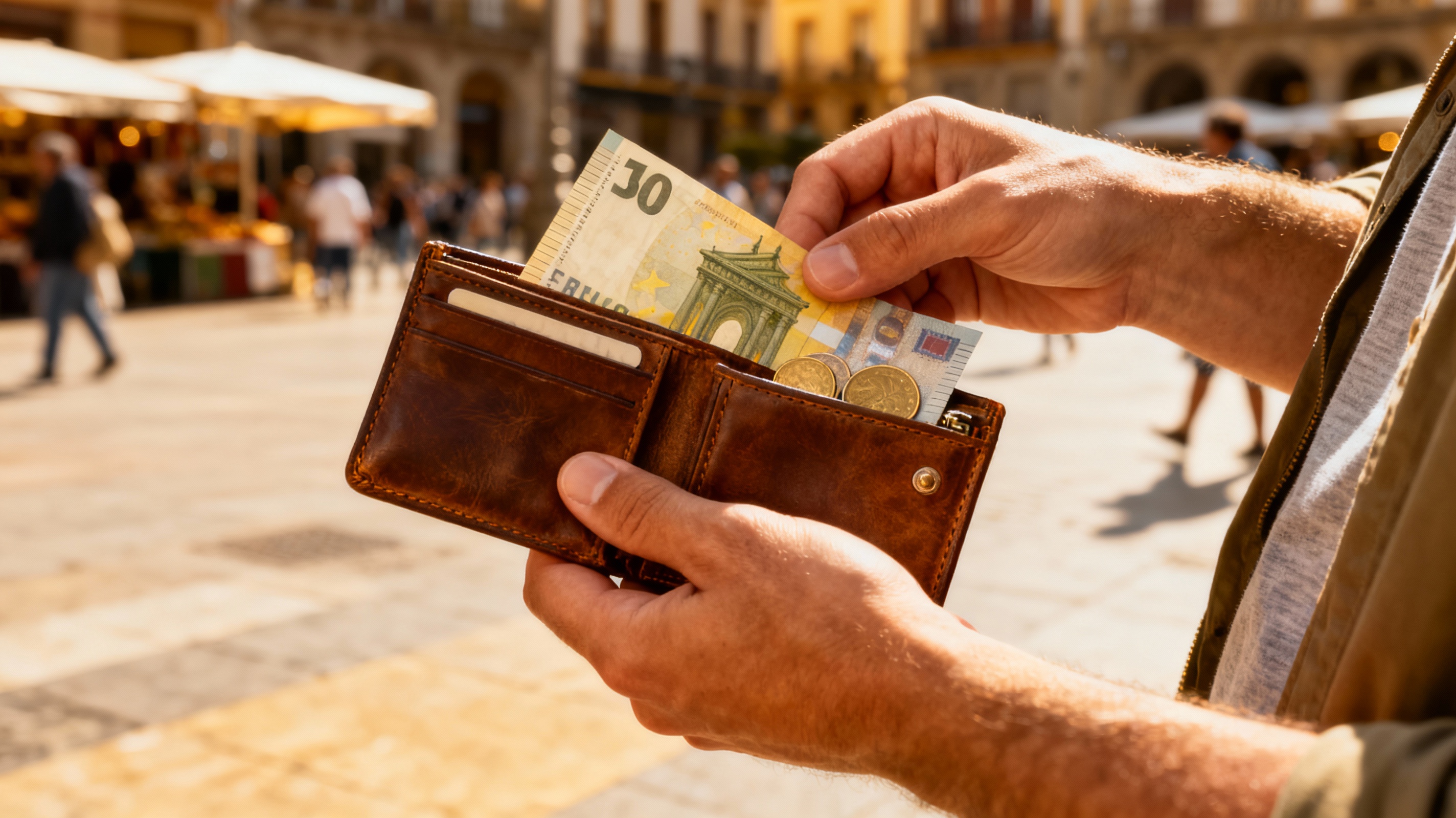 Persona pagando en efectivo en transporte público