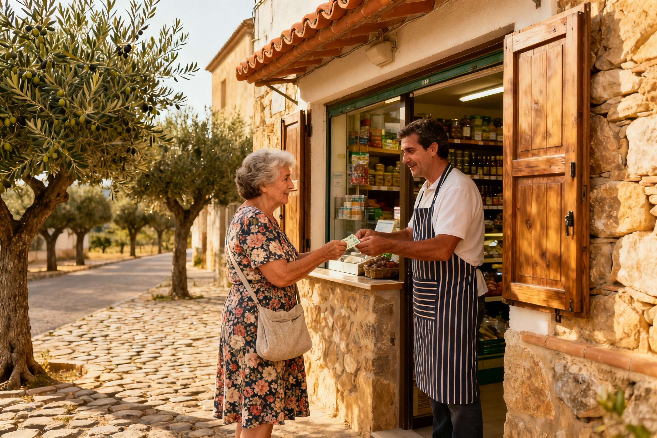 Persona pagando con billetes y monedas