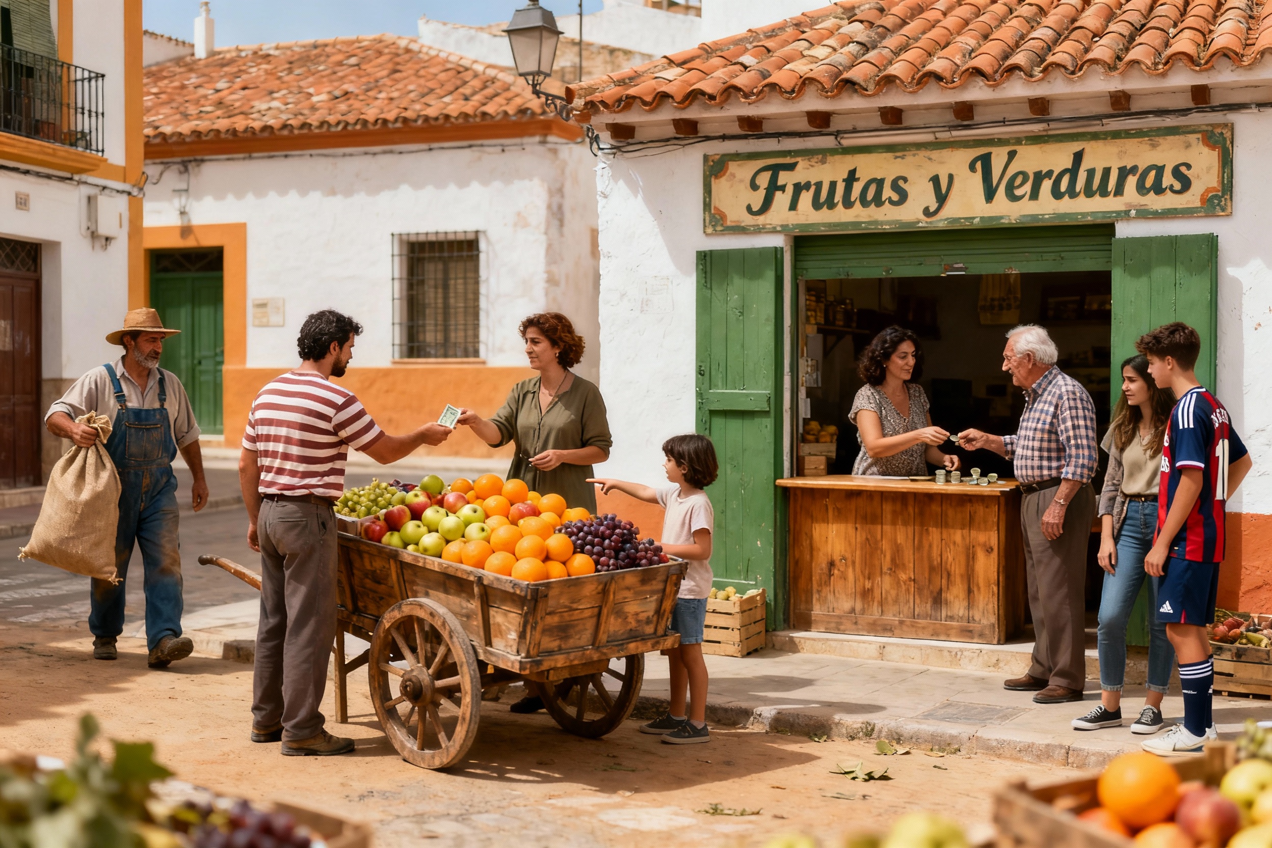 Manos entregando dinero en efectivo en una tienda en España