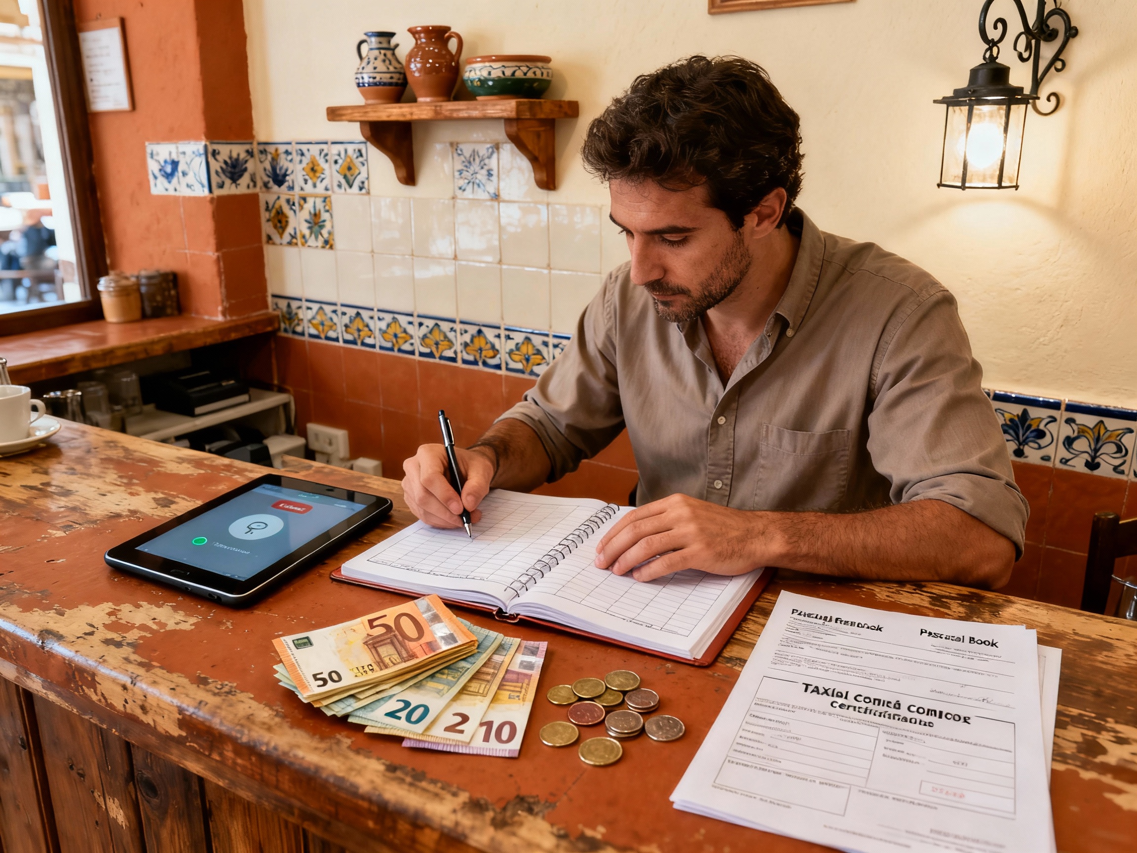 Empresarios revisando registros financieros